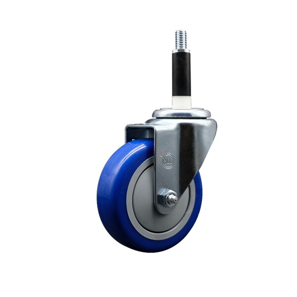 4'' SS Blue Poly Wheel Swivel 7/8'' Expanding Stem Caster